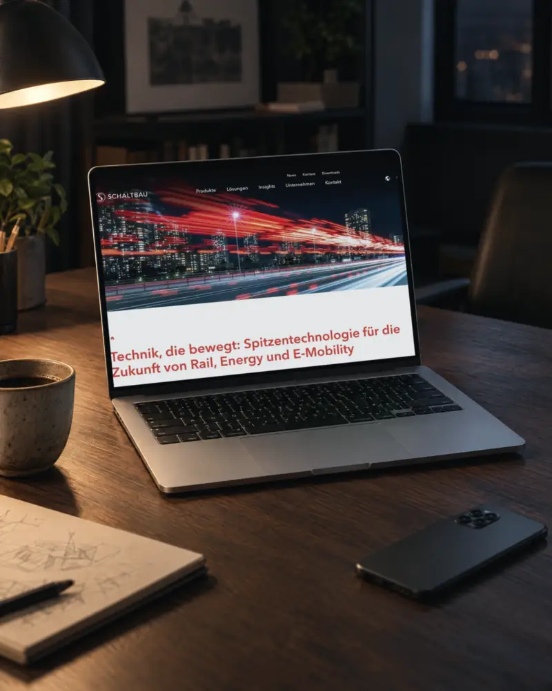 Website von Schaltbau auf einem Laptop