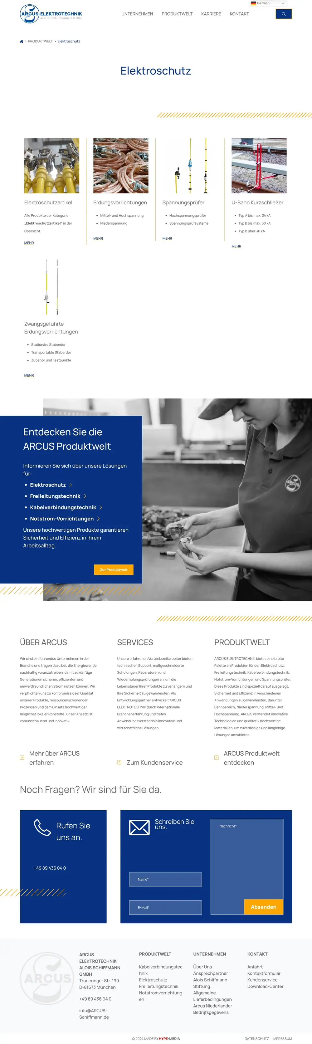 ARCUS – Produktwelt Elektroschutz, ganze Seite