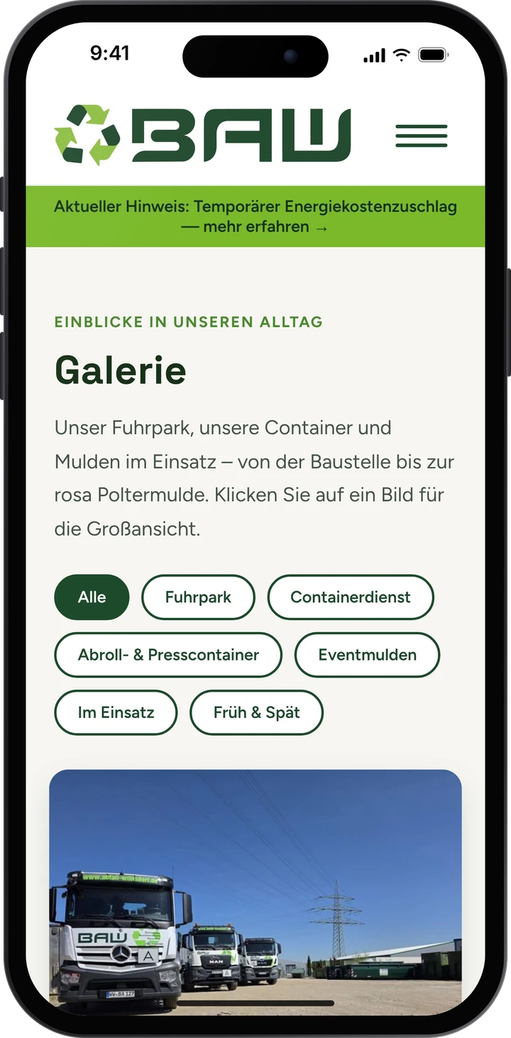 BAW Wilnsdorf – Galerie auf dem Smartphone