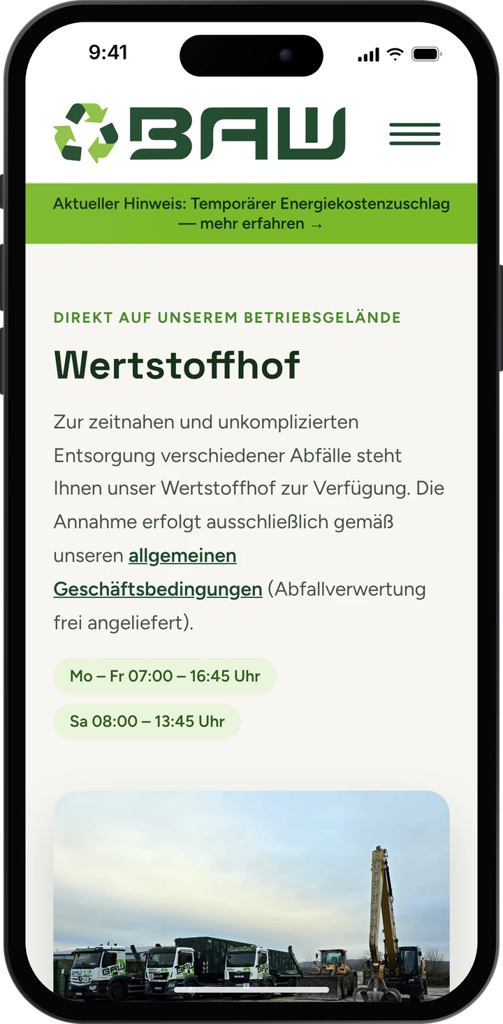 BAW Wilnsdorf – Wertstoffhof auf dem Smartphone