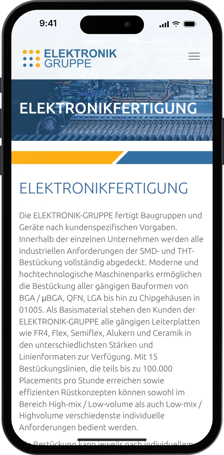 Elektronik-Gruppe – Elektronikfertigung auf dem Smartphone