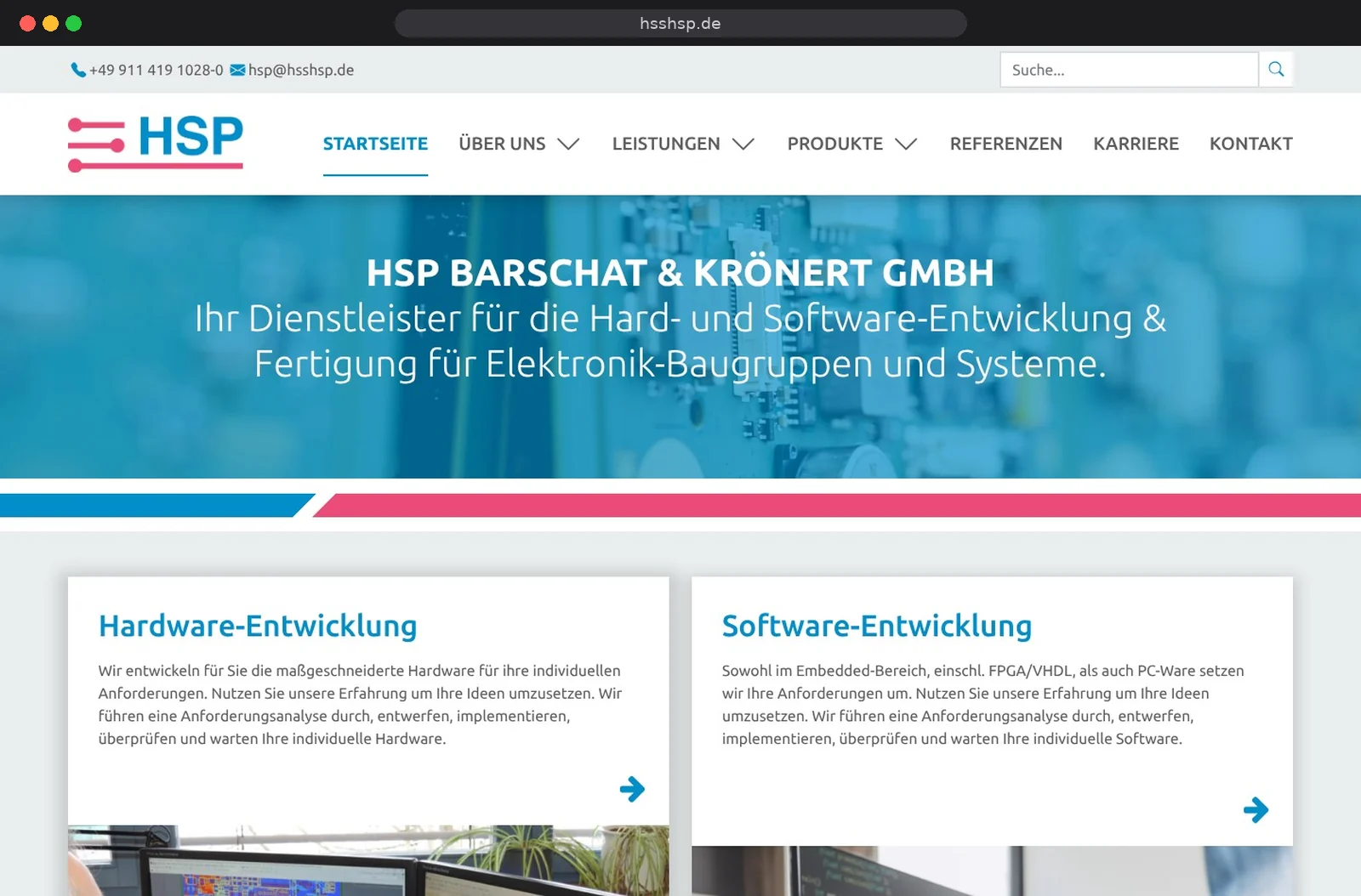 Website der HSP Barschat & Krönert GmbH im Browser