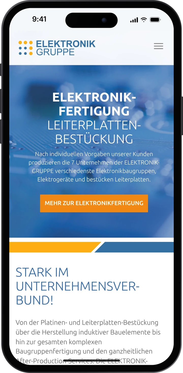 Elektronik-Gruppe – Website auf dem Smartphone