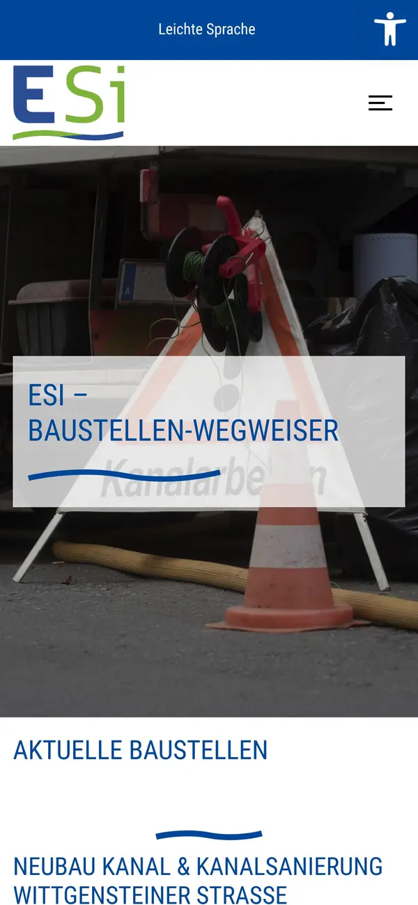 ESi Siegen – Baustellen-Wegweiser auf dem Smartphone