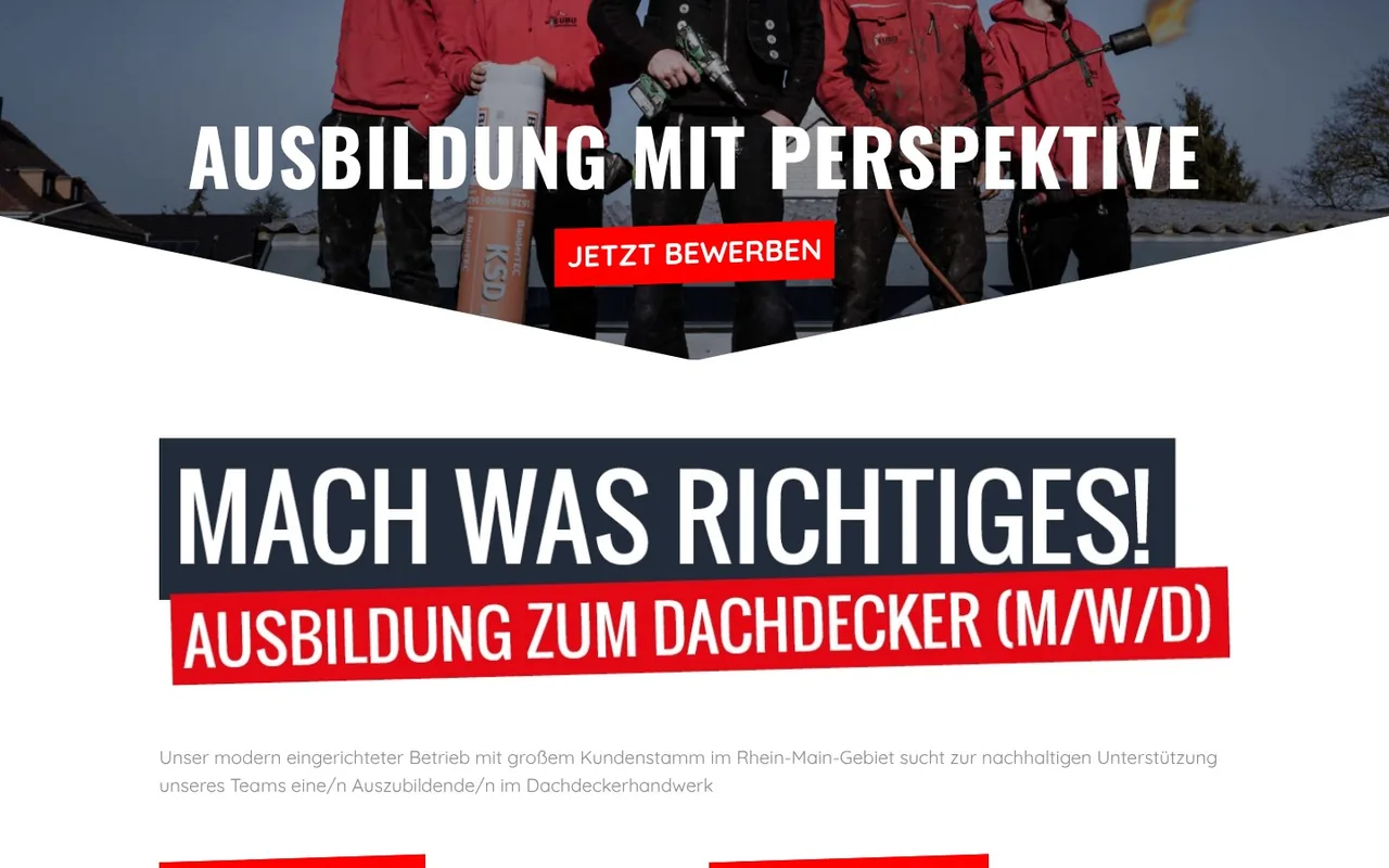 Bereich Ausbildung mit Perspektive auf kerl-genug.de: Mach was Richtiges! Ausbildung zum Dachdecker