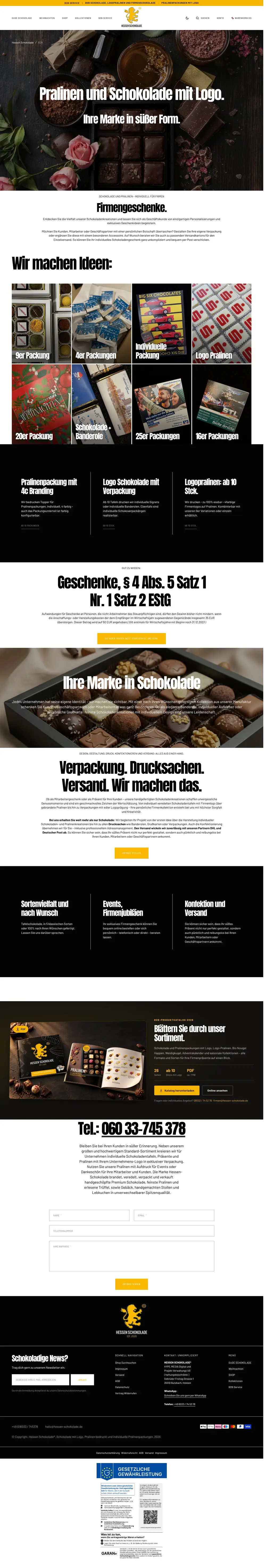 Hessen Schokolade – B2B & Firmenpräsente, ganze Seite