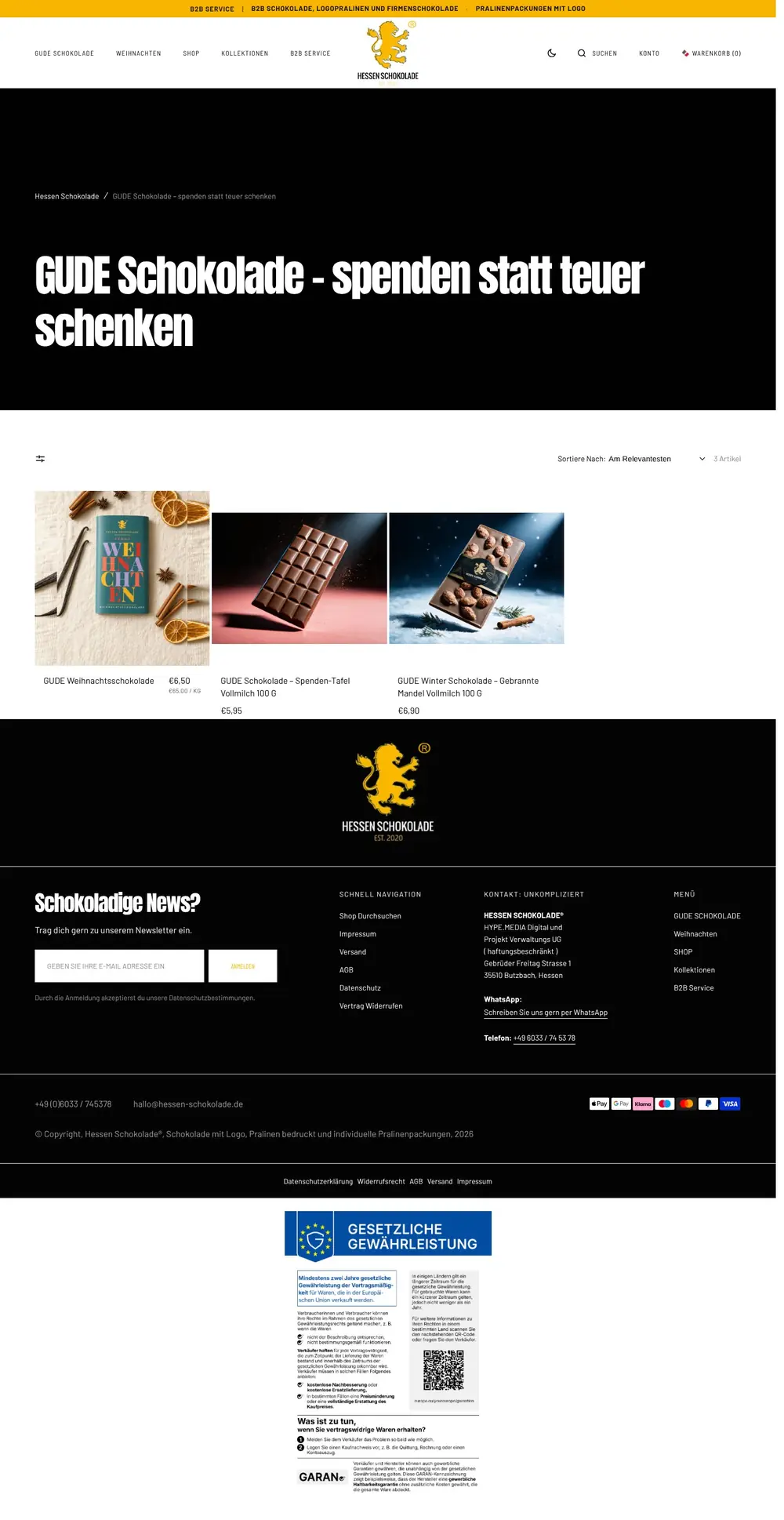 Hessen Schokolade – GUDE Schokolade, ganze Seite
