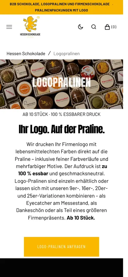 Hessen Schokolade – Logopralinen auf dem Smartphone