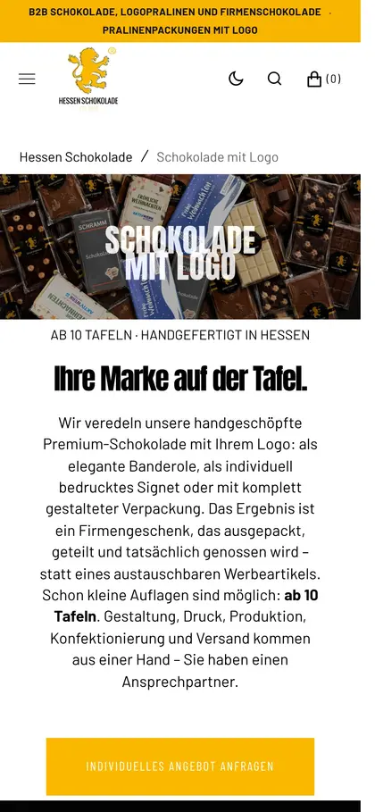 Hessen Schokolade – Schokolade mit Logo auf dem Smartphone