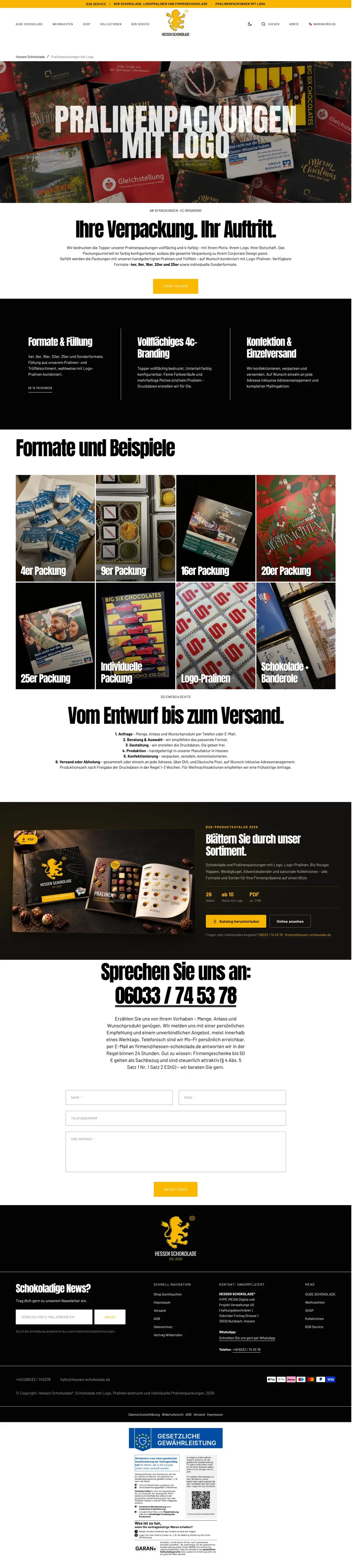 Hessen Schokolade – Pralinenpackungen, ganze Seite