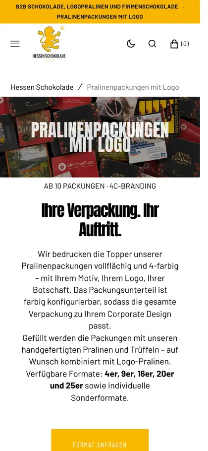 Hessen Schokolade – Pralinenpackungen auf dem Smartphone