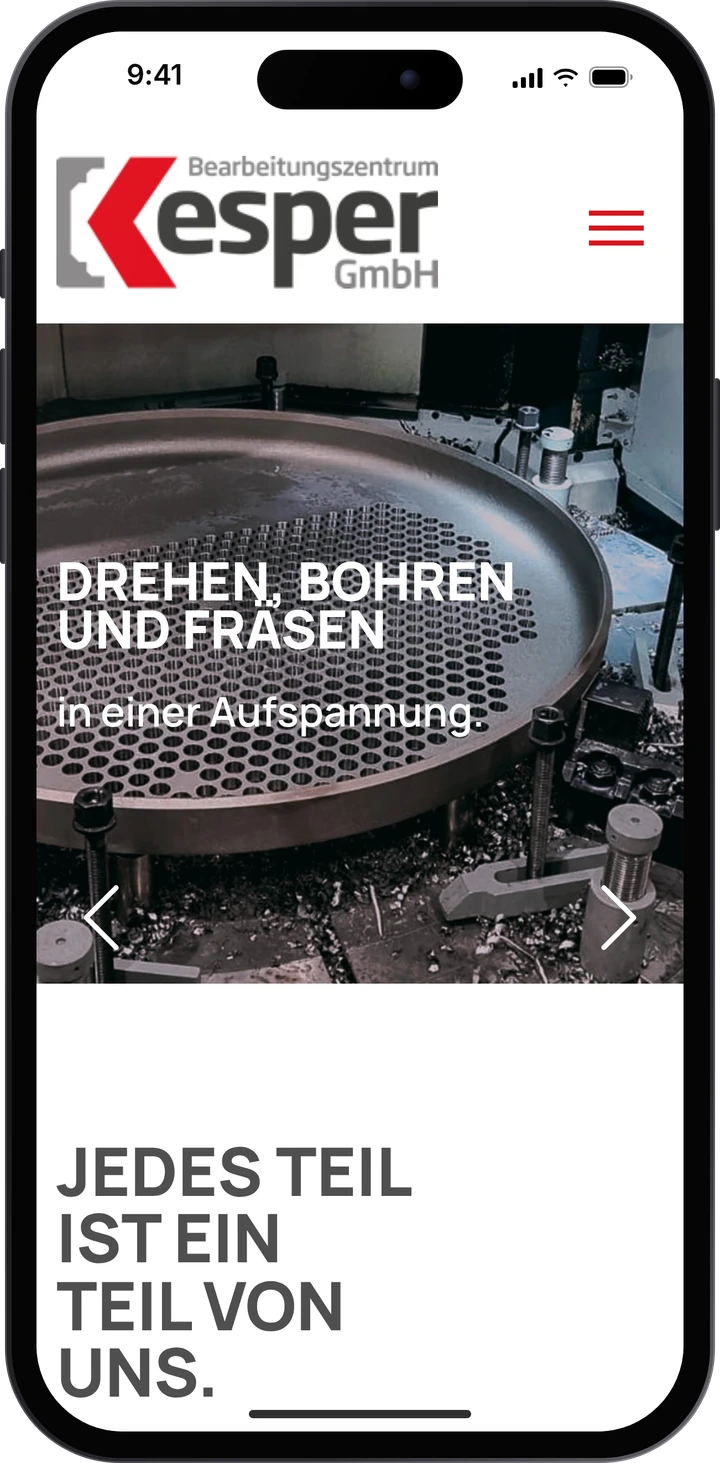 Kesper – Website auf dem Smartphone