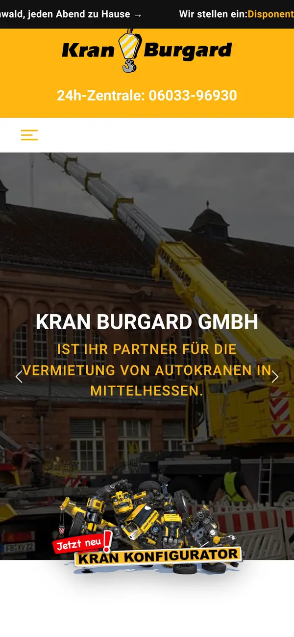 Kran Burgard – Kranvermietung auf dem Smartphone