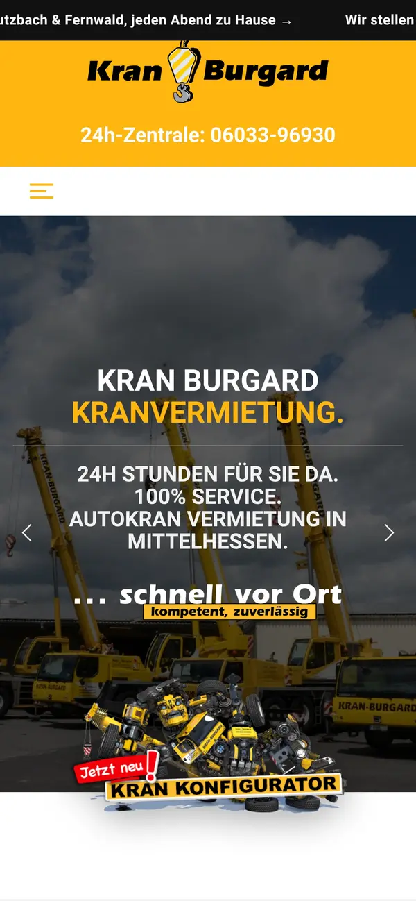 Kran Burgard – Website auf dem Smartphone