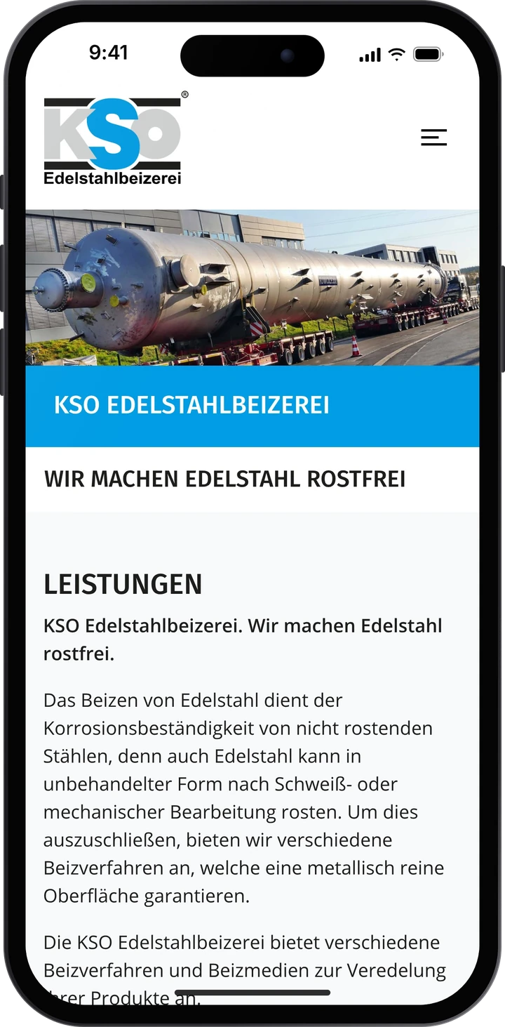 KSO Gruppe – Beizerei: Leistungen auf dem Smartphone