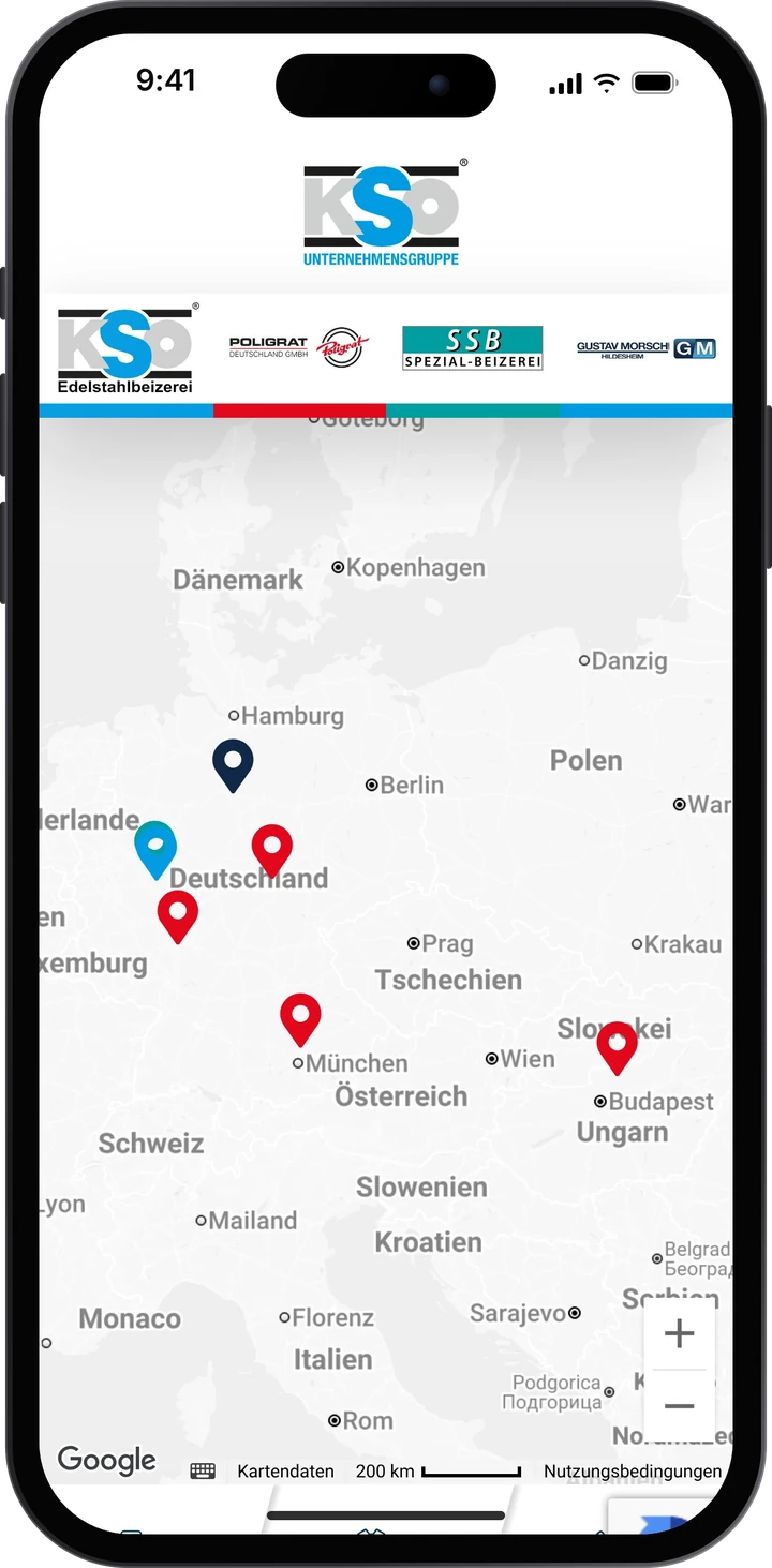 KSO Gruppe – Website auf dem Smartphone