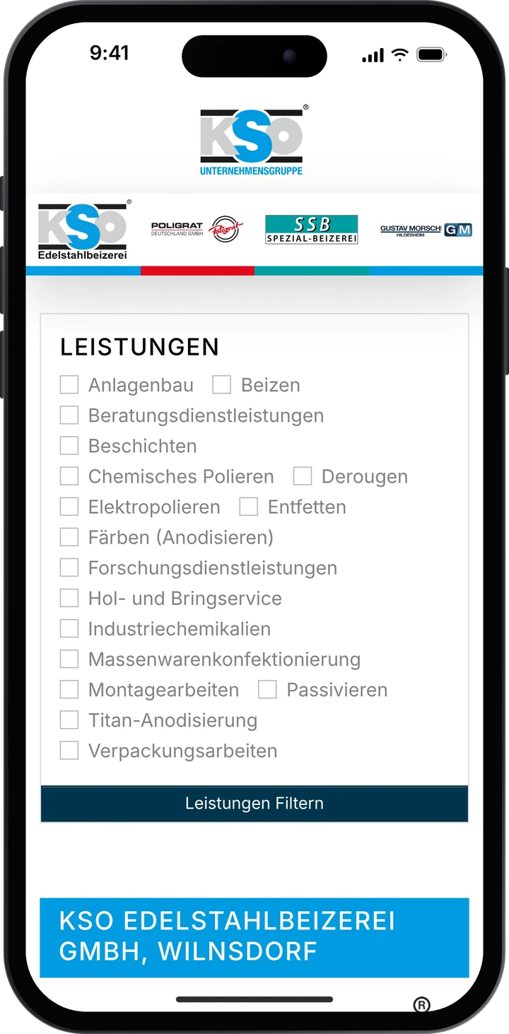 KSO Gruppe – Werksfinder auf dem Smartphone