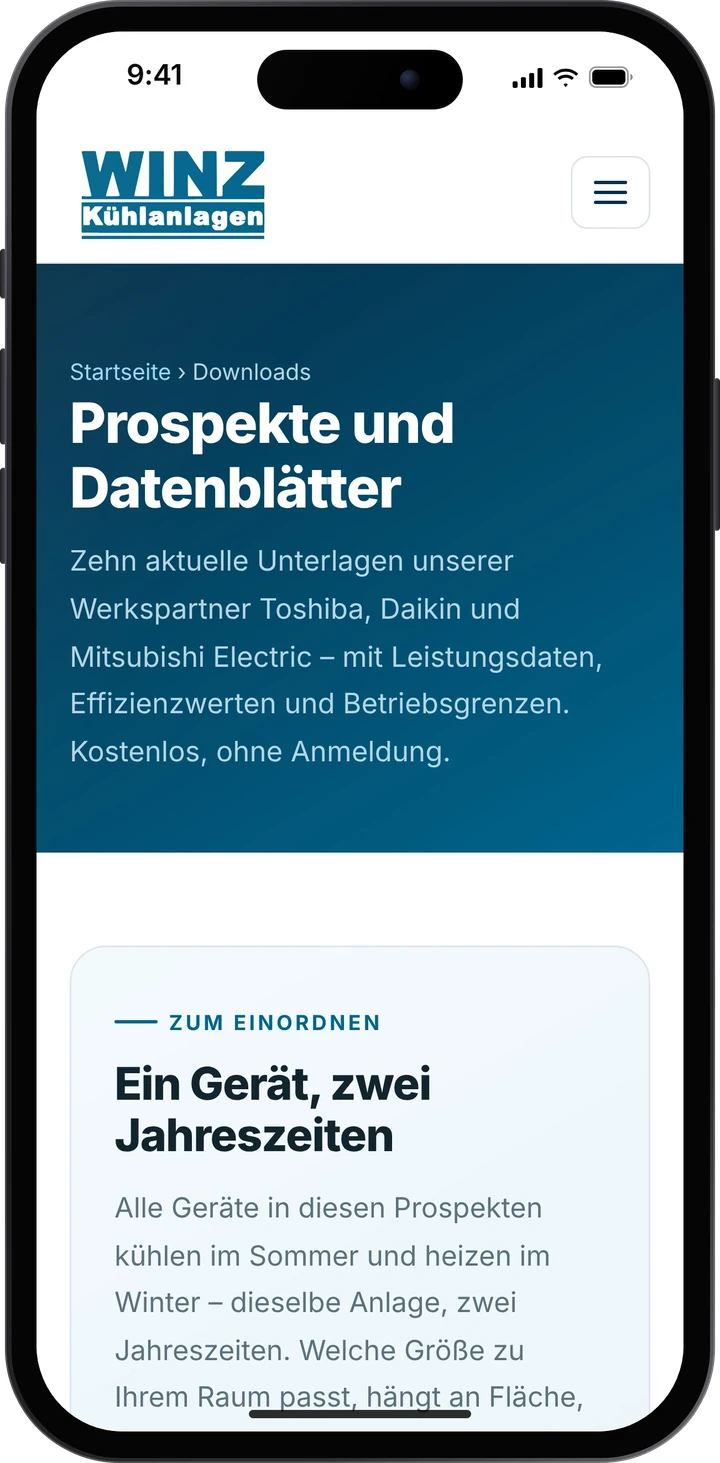 Kühlanlagen Winz – Downloads auf dem Smartphone