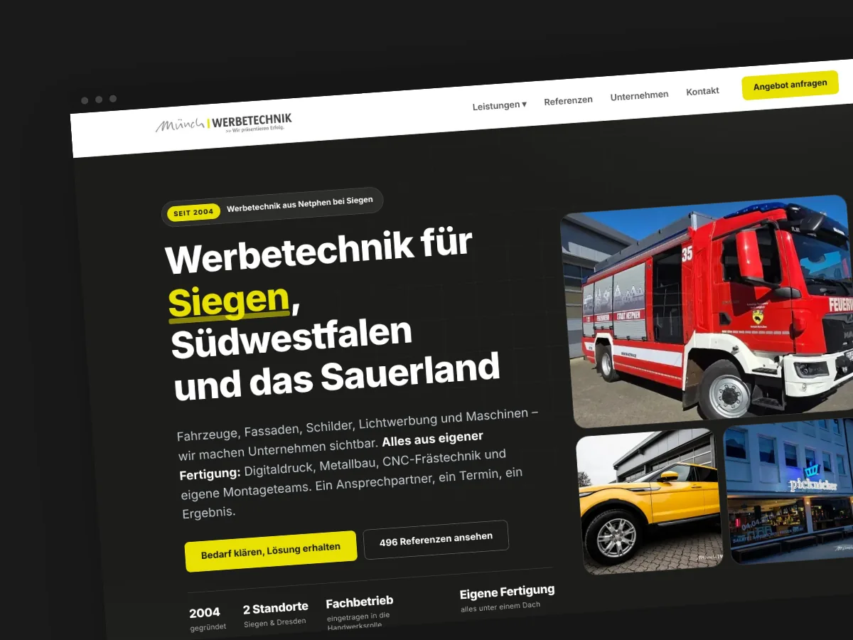 Referenzprojekt Münch Werbetechnik aus Netphen bei Siegen & Bannewitz bei Dresden: Werbetechnik, Schilder & Lichtreklame