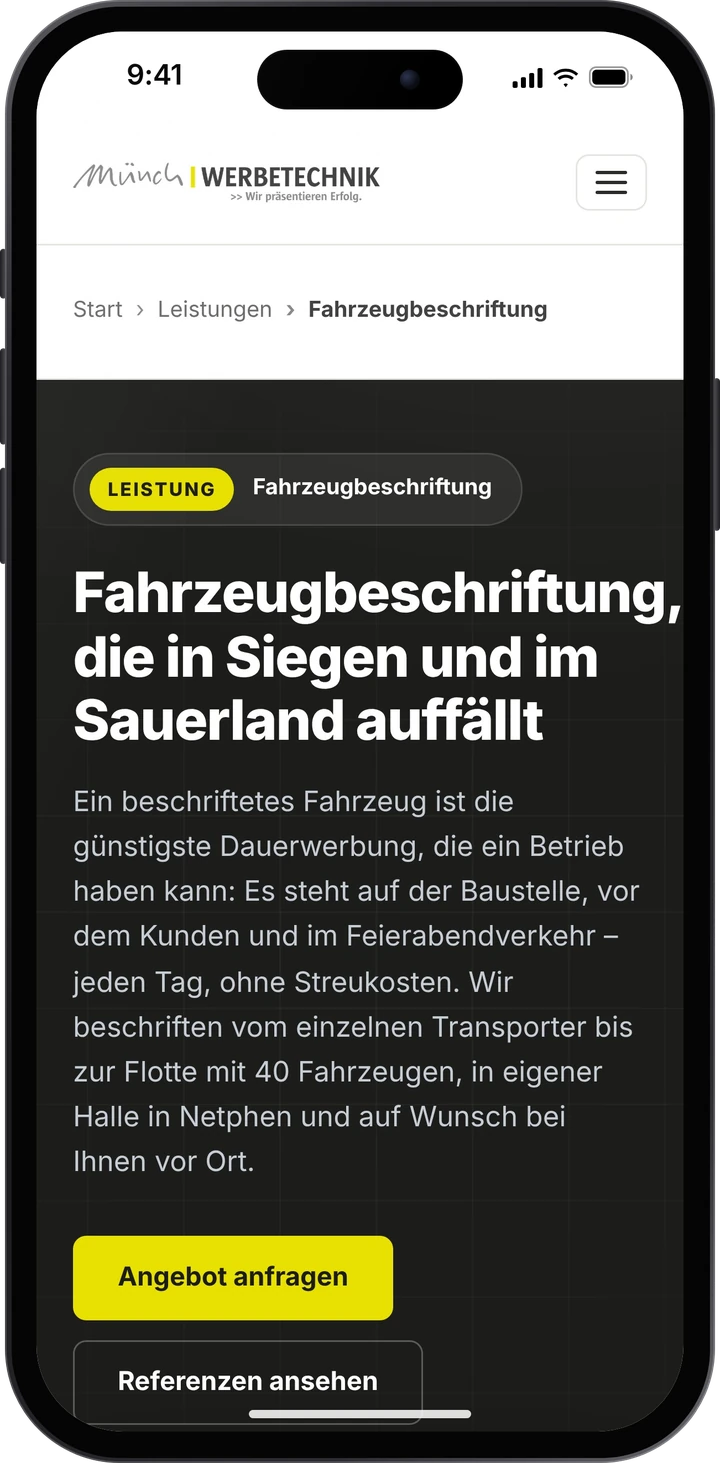 Münch Werbetechnik – Fahrzeugbeschriftung auf dem Smartphone