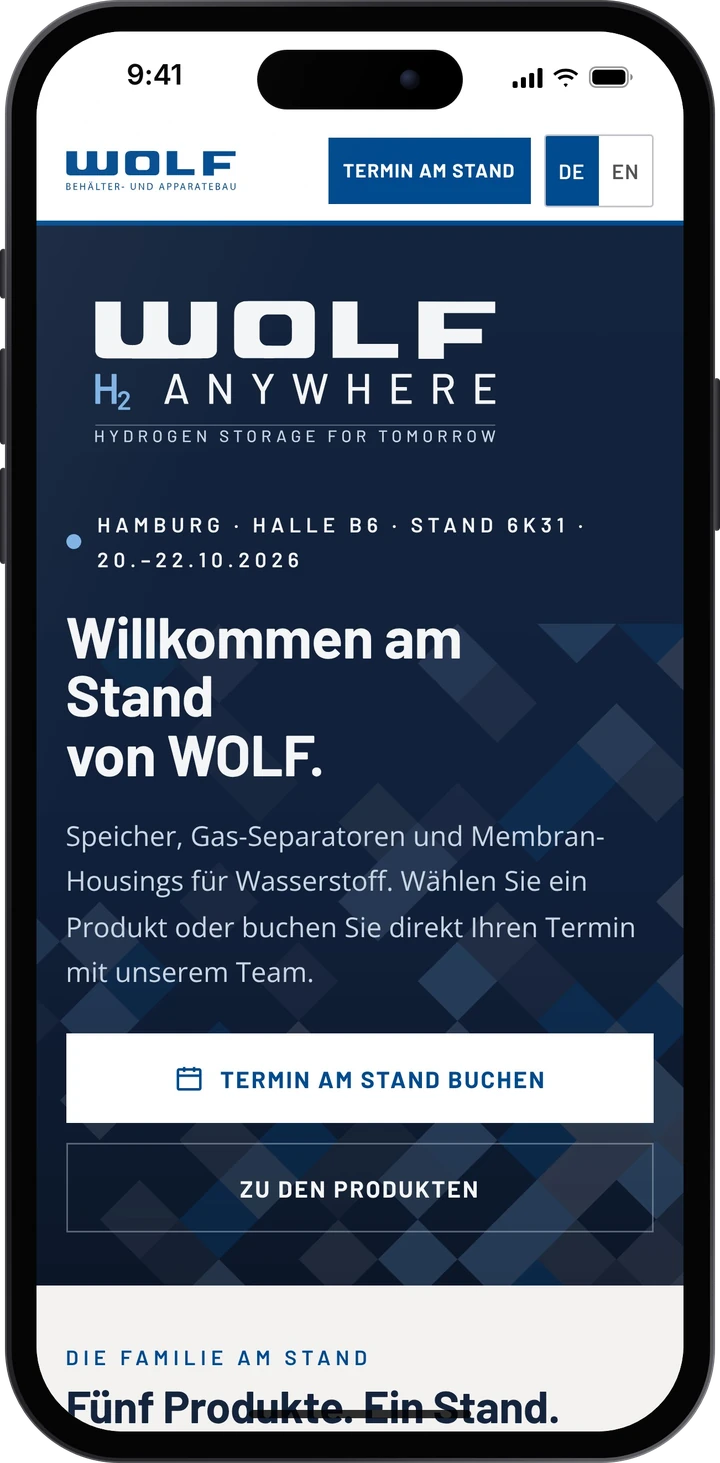 WOLF H₂ ANYWHERE – Website auf dem Smartphone