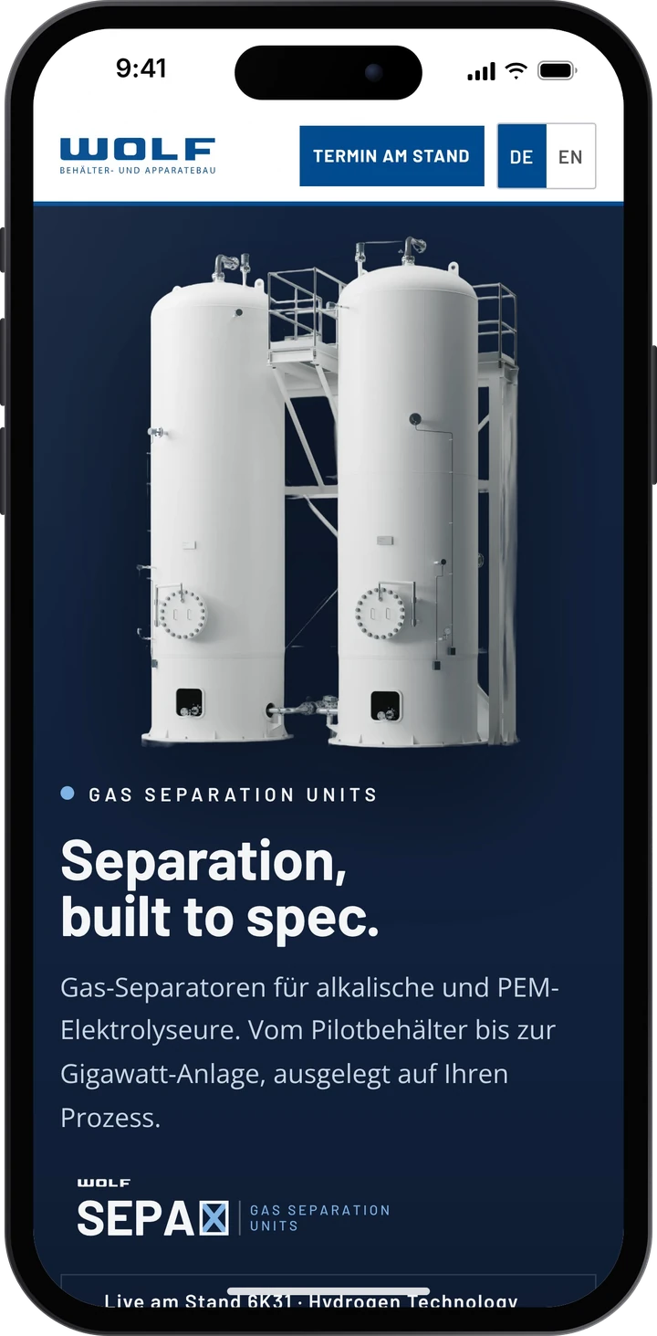 WOLF H₂ ANYWHERE – SEPAX auf dem Smartphone