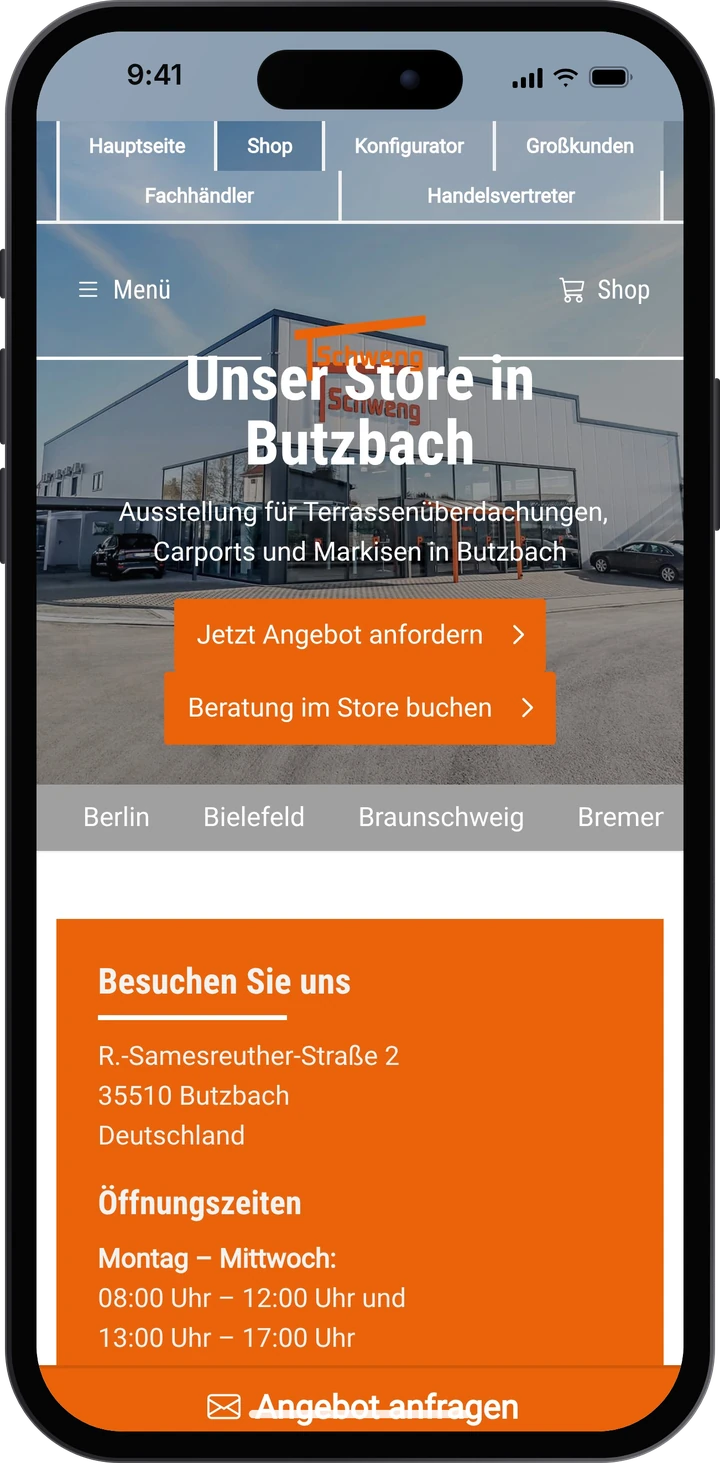 Schweng – Store auf dem Smartphone
