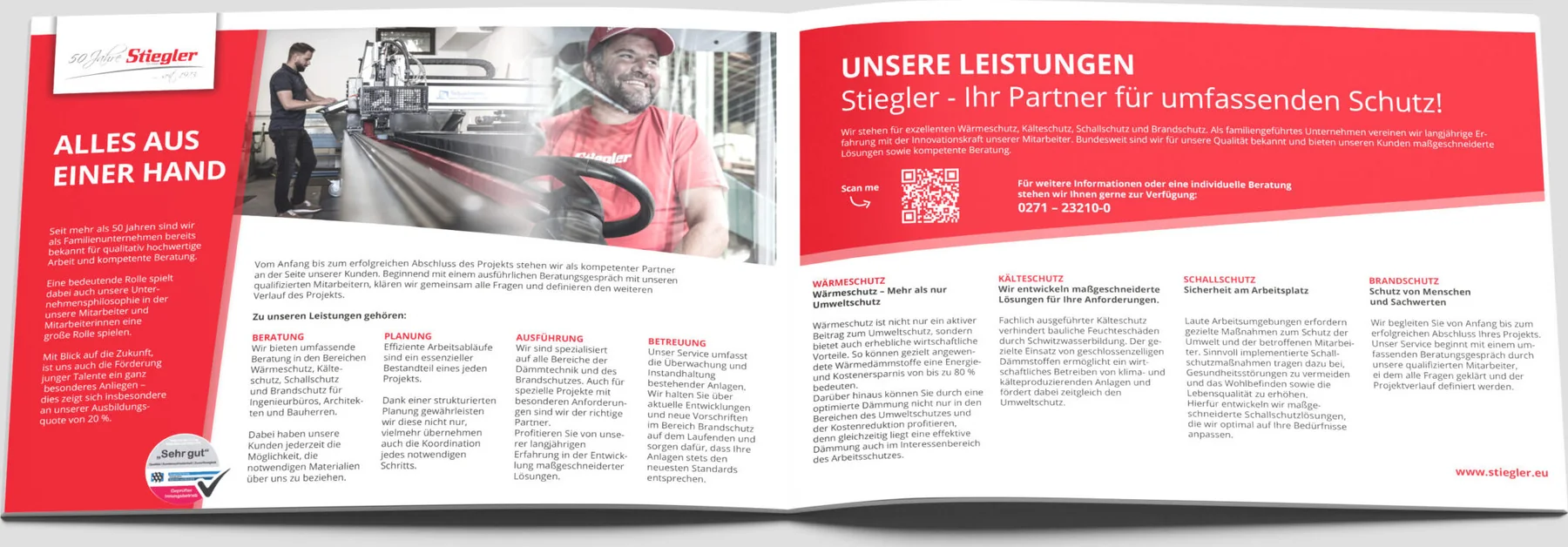 Aufgeschlagene Stiegler Imagebroschüre