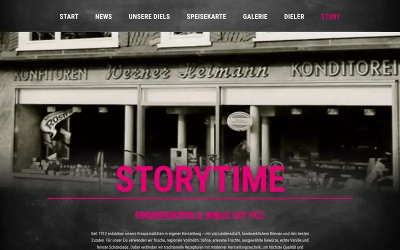 Screenshot der Website Die.Eisdielerei (dieeisdielerei.de): Story