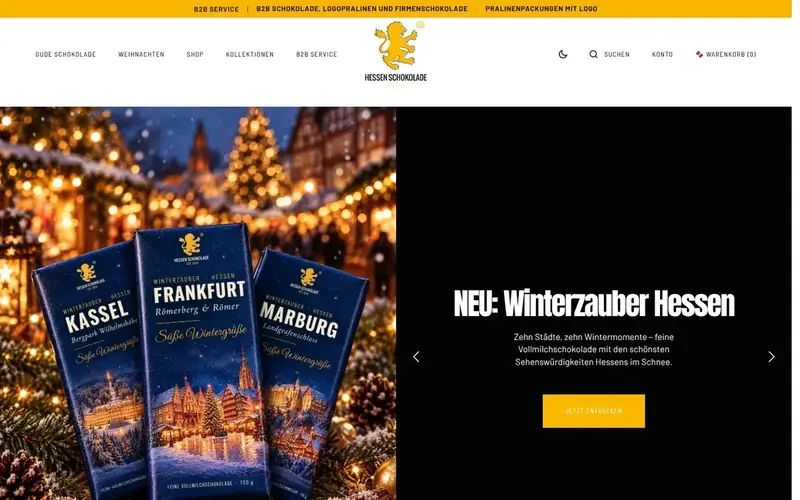 Screenshot der Website Hessen Schokolade (hessen-schokolade.de): Startseite