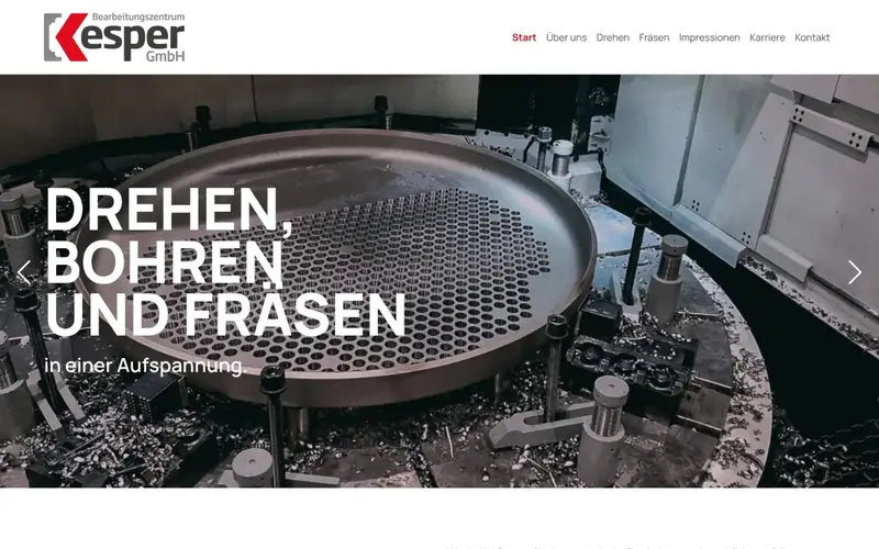 Screenshot der Website Kesper (bearbeitungszentrum-kesper.de): Startseite