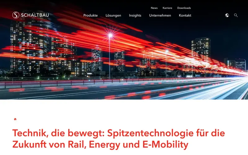 Screenshot der Website Schaltbau (schaltbau.com): Startseite